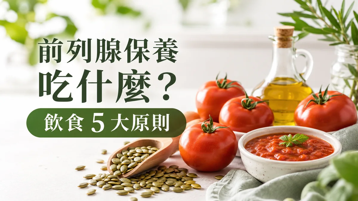 前列腺保養飲食示意圖:番茄、番茄醬、南瓜籽與橄欖油
